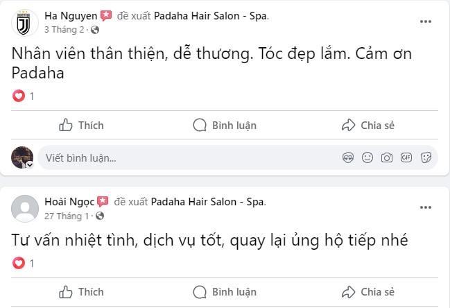 Đánh giá của khách hàng trên Facebook